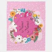 Valentinstag Text hinzufügen Rosa Blumenherz Fleecedecke (Vorderseite)