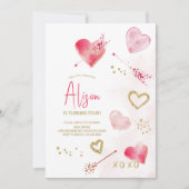 Valentinstag Thema Geburtstag Einladung (Vorderseite)