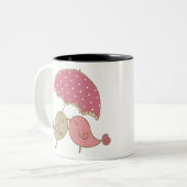 Valentinstag Thema Liebe Vögel Design. Zweifarbige Tasse (Vorderseite Links)