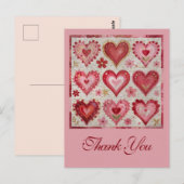 Valentinstag Thema Quiltmuster Patchwork Postkarte (Vorne/Hinten)