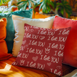 Valentinstag Thema Rot Weiß Ich liebe dich Muster Kissen
