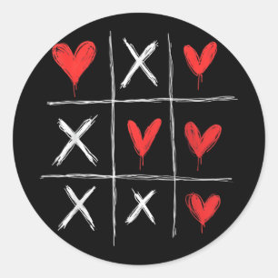 Valentinstag Tic-tac-toe Xo-xo Funny Valentines Runder Aufkleber
