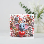 Valentinstag Tiere mit Herz Feiertagskarte (Stehend Vorderseite)