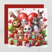 Valentinstag Tiere mit Herz Feiertagskarte (Vorne/Hinten)