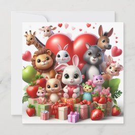 Valentinstag Tiere mit Herz Feiertagskarte