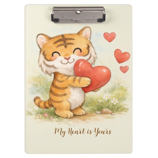 Valentinstag-Tiger Klemmbrett (Vorderseite)