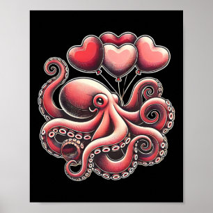 Valentinstag Tintenfisch Mit Herz Lloons Tintenfis Poster
