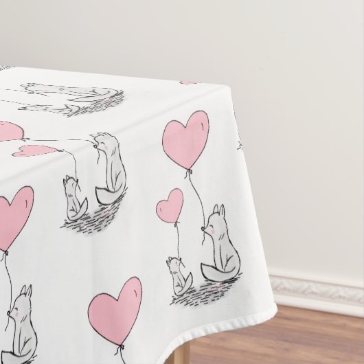 Valentinstag-Tischdecke Foxy Rosa Herzen Tischdecke (Beispiel)