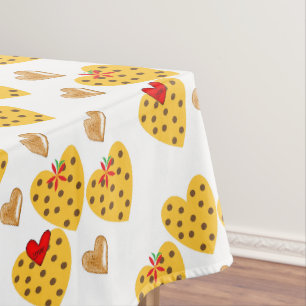 Valentinstag-Tischdecke Herzen Punkte Gold Tischdecke