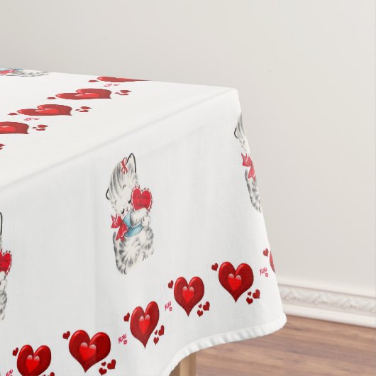 Valentinstag-Tischdecke Kätzchen Tischdecke (Beispiel)