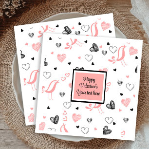 Valentinstag-Tischwäsche Rosa Schwarz Liebe Skizze Serviette