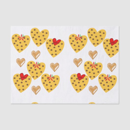 Valentinstag Tissue Gold Hearts Seidenpapier (Vorderseite)