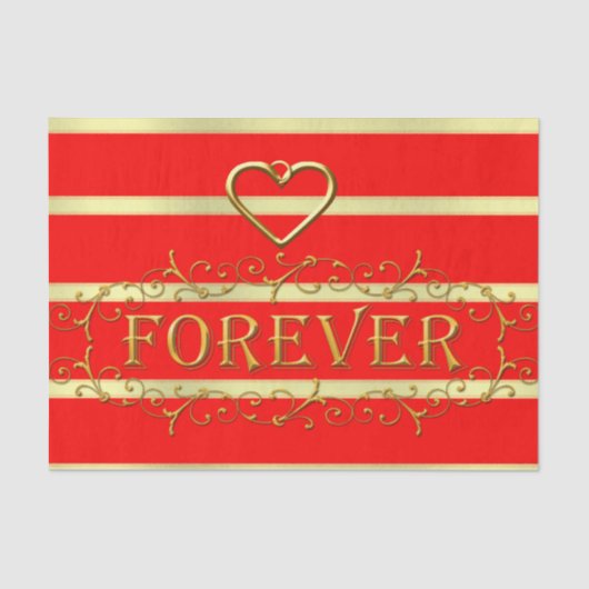 Valentinstag Tissue Paper Gold Forever Hearts Seidenpapier (Vorderseite)