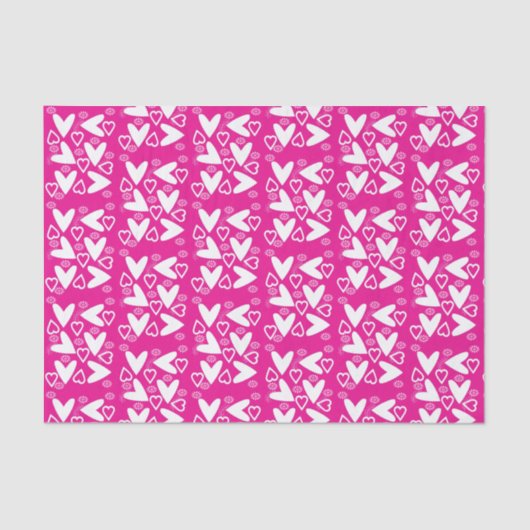 Valentinstag Tissue White Hearts Seidenpapier (Vorderseite)