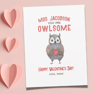 Valentinstag Tolles Eulen-Lehrer Valentinsgruß Feiertagskarte