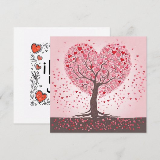 Valentinstag Tree Hearts Feiertagskarte (Vorne/Hinten)