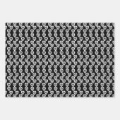 Valentinstag Triple Hearts Alle schwarzen Muster Geschenkpapier Set (Vorderseite)