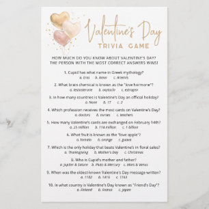 Valentinstag Trivia Spiel mit Antworten