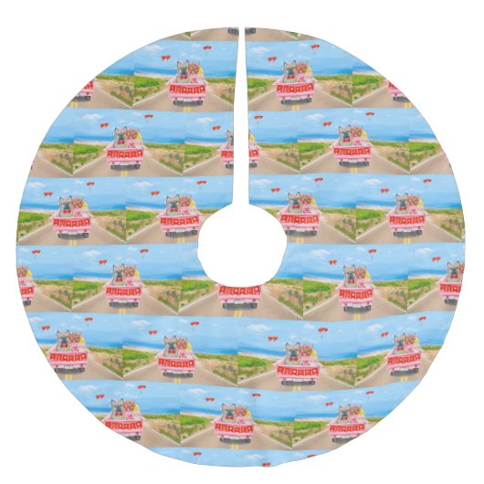 Valentinstag-Truck Polyester Weihnachtsbaumdecke (Vorderseite)