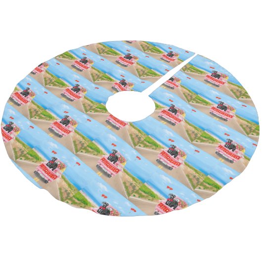 Valentinstag-Truck Polyester Weihnachtsbaumdecke (Schrägansicht)