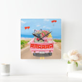 Valentinstag-Truck Quadratische Wanduhr (Zuhause)