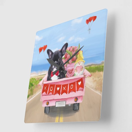 Valentinstag-Truck Quadratische Wanduhr (Winkel)