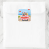 Valentinstag-Truck Quadratischer Aufkleber (Tasche)
