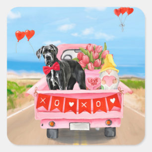 Valentinstag-Truck Quadratischer Aufkleber