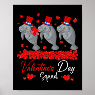 Valentinstag-Truppe Drei süße Manatees Zoo Anim Poster