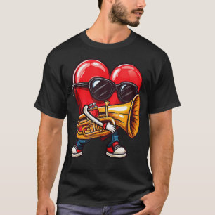 Valentinstag-Tuba-Herz-Trompeter-Messing T-Shirt