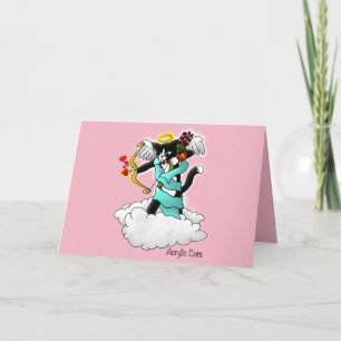 Valentinstag Tuxedo Cupid Katze Feiertagskarte