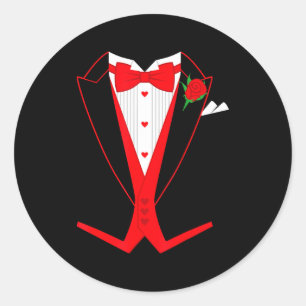 Valentinstag-Tuxedo-Rot-Schleifen-Kostüm für Herre Runder Aufkleber
