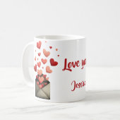 Valentinstag-Umschlag-Design "Love You" Kaffeetasse (Vorderseite Links)