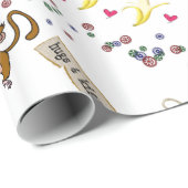 Valentinstag Umschlagpapier Affen Bananen Liebe Geschenkpapier (Rolleneckpunkt)