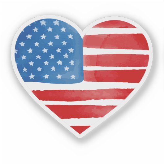 Valentinstag US American Flag Herzlich Patriotic Aufkleber (Vorderseite)