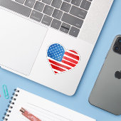 Valentinstag US American Flag Herzlich Patriotic Aufkleber (Laptop mit iPhone)