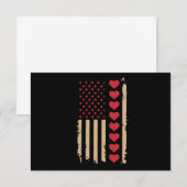 Valentinstag US Flag Hört Dankeskarte (Vorne/Hinten)