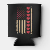 Valentinstag US Flag Hört Dosenkühler (Vorderseite)