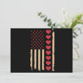 Valentinstag US Flag Hört Einladung (Stehend Vorderseite)