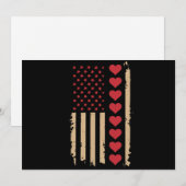 Valentinstag US Flag Hört Feiertagskarte (Vorne/Hinten)