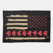 Valentinstag US Flag Hört Geschirrtuch (Horizontal)
