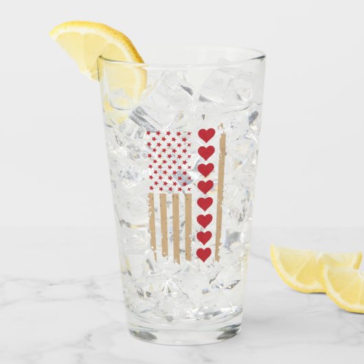 Valentinstag US Flag Hört Glas (Vorderseite Ice)