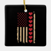 Valentinstag US Flag Hört Keramikornament (Vorderseite)