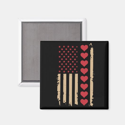 Valentinstag US Flag Hört Magnet (Vorderseite/Rückseite)