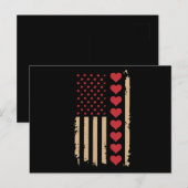 Valentinstag US Flag Hört Postkarte (Vorne/Hinten)