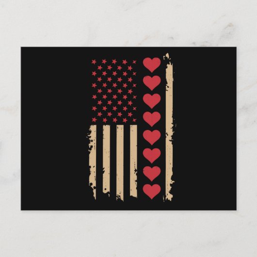 Valentinstag US Flag Hört Postkarte (Vorderseite)
