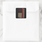 Valentinstag US Flag Hört Quadratischer Aufkleber (Tasche)