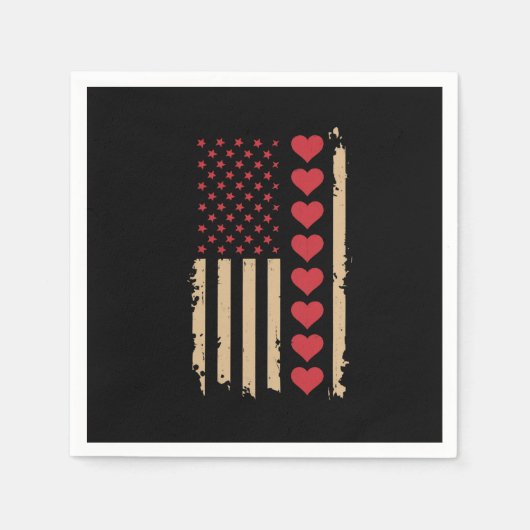 Valentinstag US Flag Hört Serviette (Vorderseite)