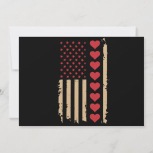 Valentinstag US Flagge Herzen  Einladung