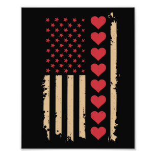 Valentinstag US Flagge Herzen  Fotodruck